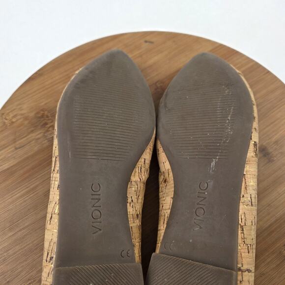 Vionic Shoes Womens Size 7 Cork Pointed Toe Flats Slip-On Orthotic Comfort - Picture 13 of 14